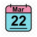 Mars Calendrier Date Icon