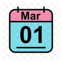 Mars Calendrier Date Icon