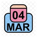 Mars Calendrier Date Icon