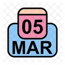 Mars Calendrier Date Icon