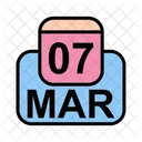 Mars Calendrier Date Icon