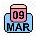 Mars Calendrier Date Icon