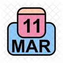 Mars Calendrier Date Icon