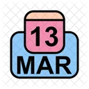 Mars Calendrier Date Icon