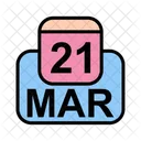 Mars Calendrier Date Icon