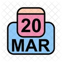 Mars Calendrier Date Icon