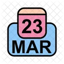 Mars Calendrier Date Icon