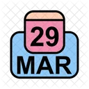 Mars Calendrier Date Icon