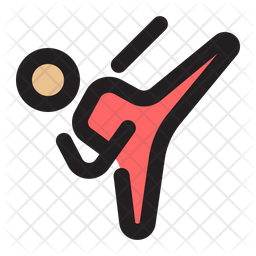 Martial Arts Kick Icon - Download in Colored Outline Style