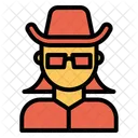 Mulher Homem Mascara Chapeu Ícone