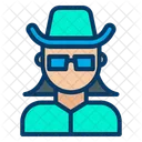 Mulher Homem Mascara Chapeu Ícone