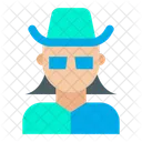Mulher Homem Mascara Chapeu Ícone
