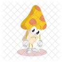 Mascota Del Logotipo De Hongo Amarillo Con Pose Triste Icono