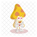 Mascota Del Logotipo De Hongo Amarillo En Pose De Amor Icono