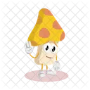Pose De Despedida De La Mascota Del Logotipo De Hongo Amarillo Icono