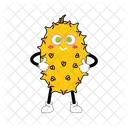 Mascote Do Melao Com Chifres De Kiwano Personagem De Fruta Arte Ilustrativa Ícone