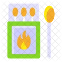 Matchstick Matchbox Flaming Fire Icon