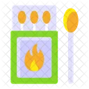 Matchstick Matchbox Flaming Fire Icon