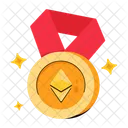 Medalla De Ethereum Medalla De Oro Medalla De Criptomoneda Icon