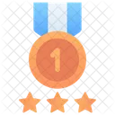 Medalla De Tres Estrellas Insignia Estrella Icono
