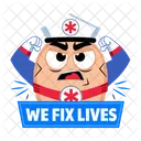 Medical Character Nursing Strong Icon