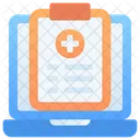 Medical report on laptop  Icon