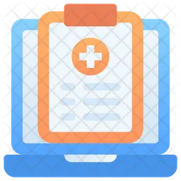 Medical report on laptop  Icon