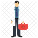 Medico Com Mala De Estetoscopio Medico Com Estetoscopio Medico Ícone