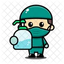 Doctor con desinfectante para manos  Icon