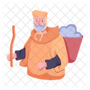 Medieval Worker Medieval Farmer Old Man Icon