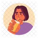 Drinking Through Straw Indian Youngster Coffee Takeaway Icon