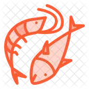 Meeresfruchte Garnelen Fisch Symbol