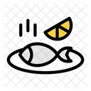 Meeresfruchte Fisch Zitrone Symbol