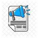 Blue And Black Megaphone With A Paper Attached To It Icon