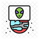 Mensaje Extraterrestre Planeta Nave Espacial Icono