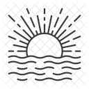Mer Lever Du Soleil Coucher De Soleil Icône