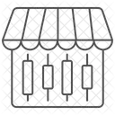 Icone De Linha Fina De Mercado De Comercio Ícone