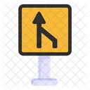 Merge Road Board Road Post Traffic Board Icon