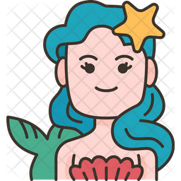 Mermaid Icon - Download in Colored Outline Style