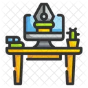Mesa De Computadora Escritorio De Computadora Escritorio Icono