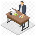 Mesa Do Gerente Escritorio Do Chefe Empresario Icon