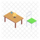 Madera Mesa Silla Icono