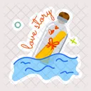 Love Story Message Bottle Ocean Message Icon