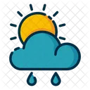 Meteo Temps Ensoleille Et Pluvieux Nuage Icône