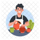 Mexican Barista Character Boy Icon