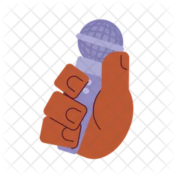 Microphone holding cartoon character hand  Icon
