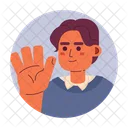 Middle eastern boy waving hand greeting  Icon