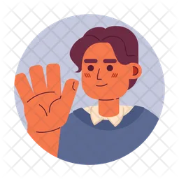 Middle eastern boy waving hand greeting  Icon