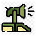 Military Searchlight Glowing Beam Icon