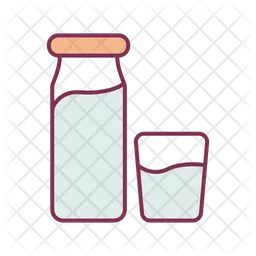 Milk Bottle And Glass  Icon